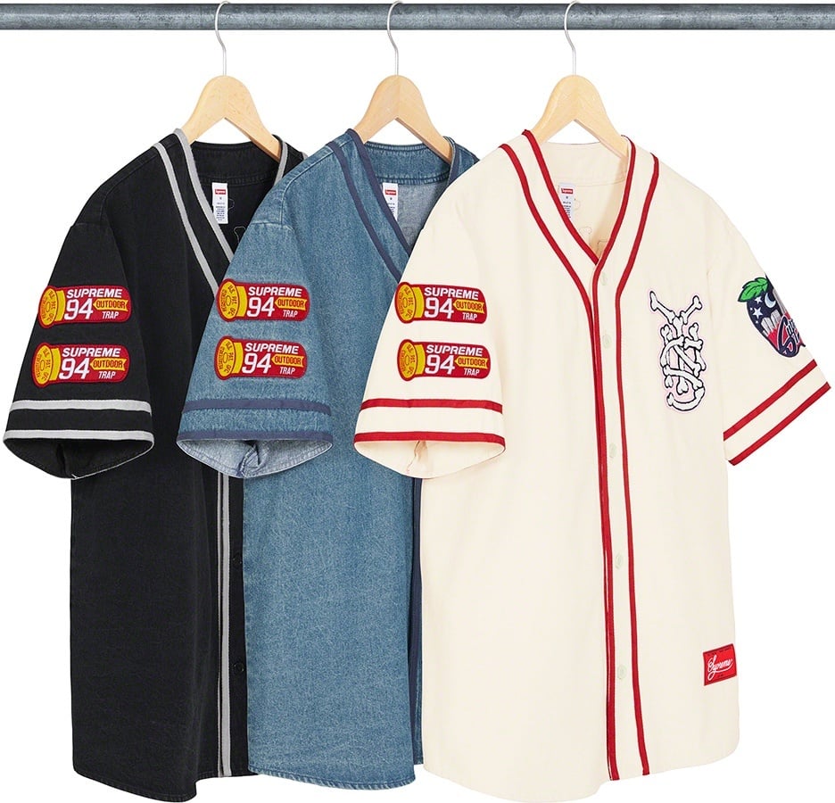 Patches Denim Baseball Jersey view 8